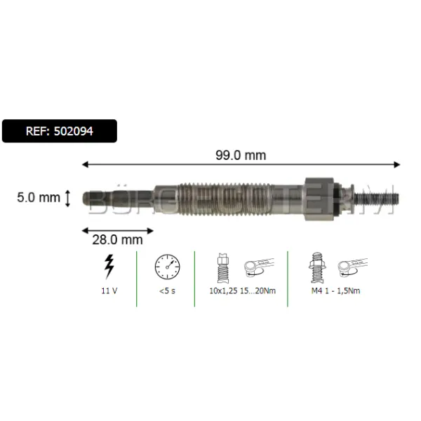Bujia Incandescente Hyundai / Kia / Mitsubishi / Nissan Varios - Borg Ecoterm
