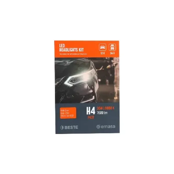 AMPOLLETA LED BESTE H4 36W 6000KEL /7600LM - Luces Led | ClickRepuestos