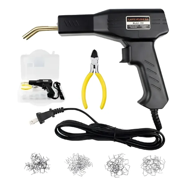 PISTOLA SOLDADORA DE PLASTICOS CON ACCESORIOS Y 200 GRAPAS