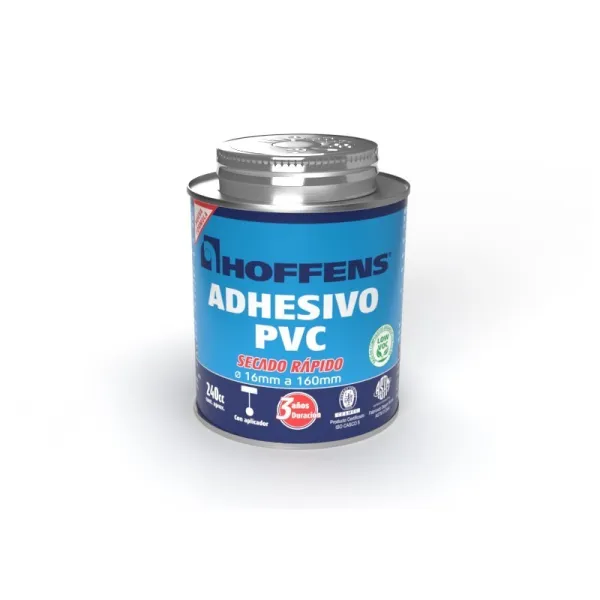 Adhesivo Pvc Hoffens 240 C.c. Secado Rapido Lata Con Aplicador Low Voc - adhesivos para uso industrial