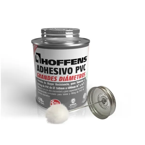 Adhesivo Pvc Hoffens 470 C.c. Grandes Diametros Lata Con Aplicador Low Voc - adhesivos para uso industrial