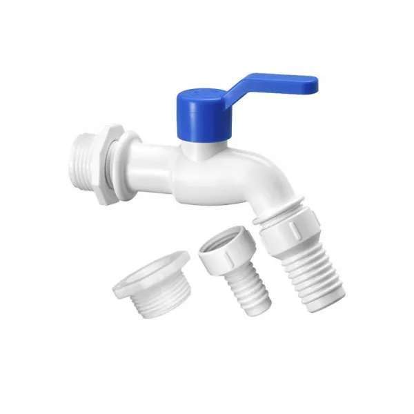 Llave Bola Jardín He He Plástica 1/2 X 3/4 Blanca/azul - llaves para uso industrial
